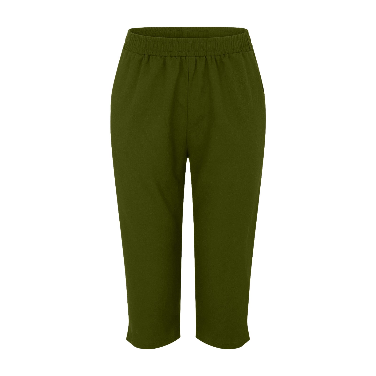thumbnail image 4 of Pantalones cortos holgados de color liso para mujer: cintura elástica, versátiles para primavera/verano, tallas estadounidenses 4-18 (S-XXXXXL), 4 of 4